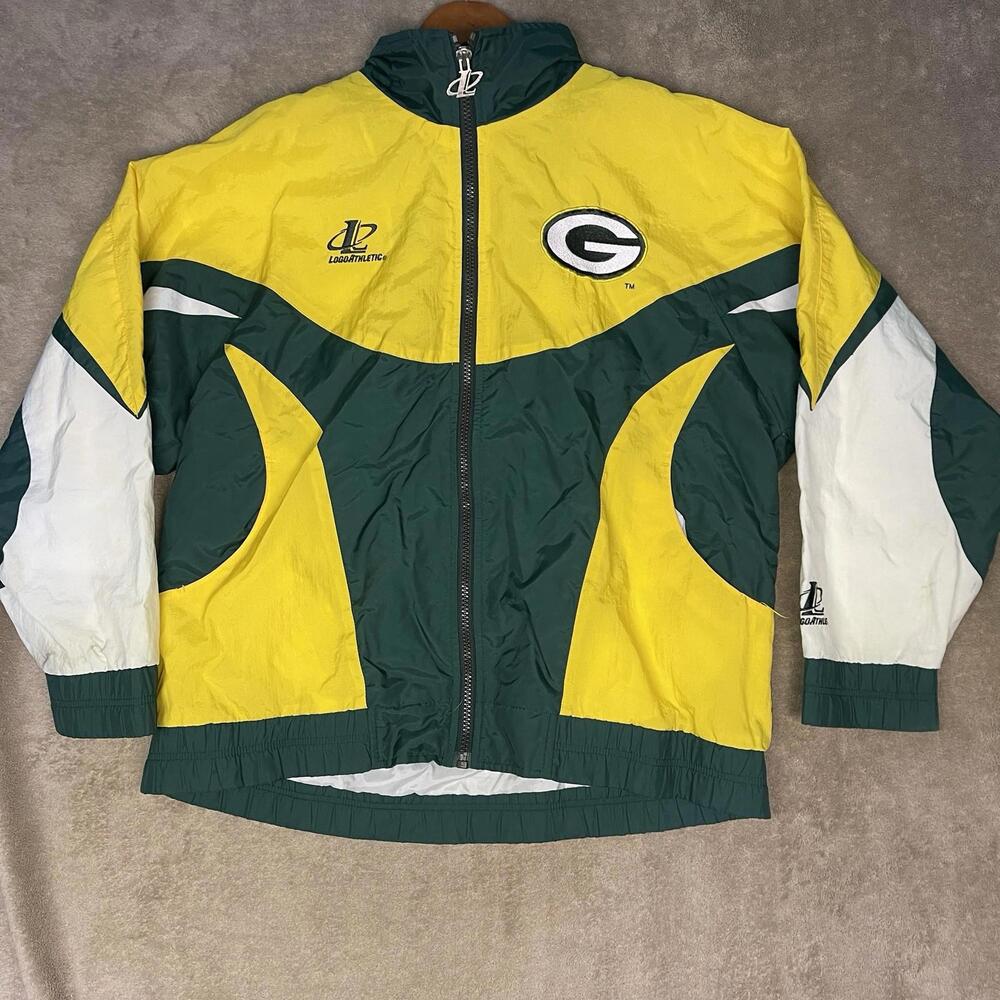 Vintage 90s Logo Athletic Green Bay Packers Windbreaker Jacket Size L